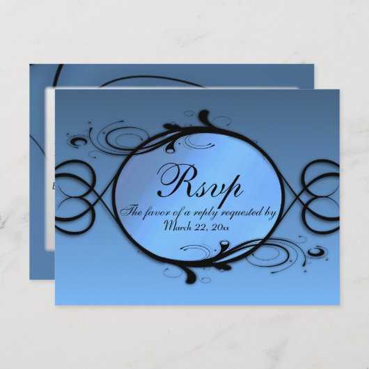 Melkblauw menu RSVP (Voorkant / Achterkant)