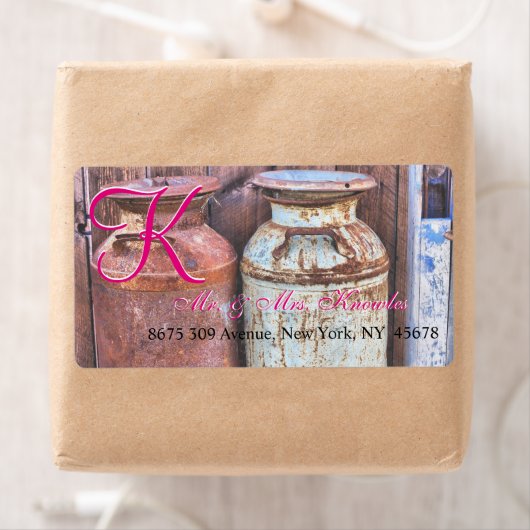 Melkblikken Metaal Rustisch Antiek Monogram Etiket (Insitu)