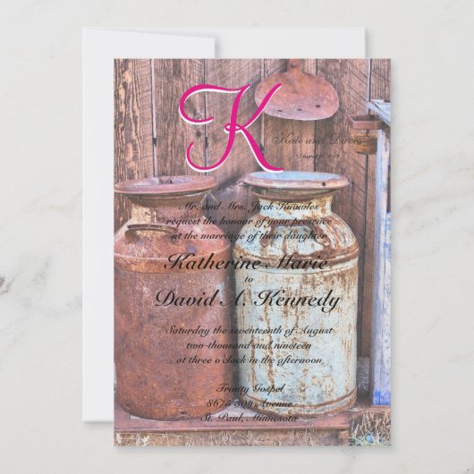 Melkblikken  Metaal Rustisch Antiek Monogram Kaart (Achterkant)