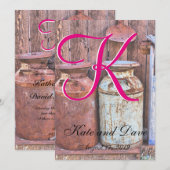 Melkblikken  Metaal Rustisch Antiek Monogram Kaart (Voorkant / Achterkant)