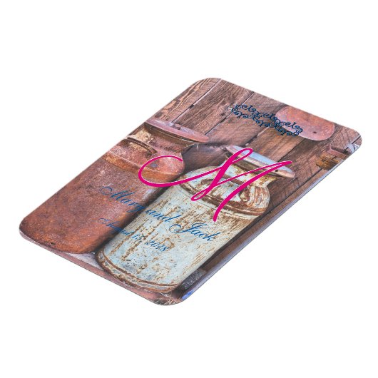 Melkblikken Metaal Rustisch Antiek Monogram Magneet (Linkerzijde)