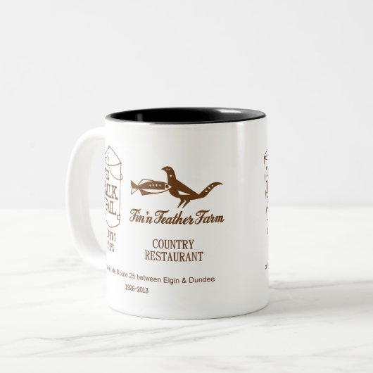Melkborging - Fin'n Feather, Dundee Township, IL Tweekleurige Koffiemok (Voorkant links)
