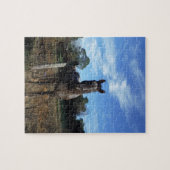 Melkchocolade bruinpaard in blauw legpuzzel (Horizontaal)