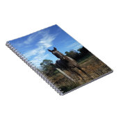 Melkchocolade bruinpaard in blauw notitieboek (Rechterzijde)