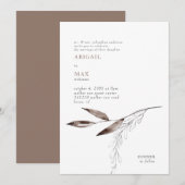 Melkchocolade Modern Foliage Wedding Kaart (Voorkant / Achterkant)