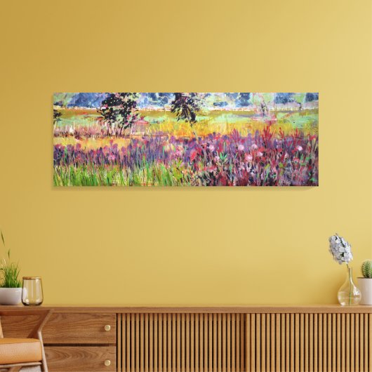 Melkdistelweide Schilderij / Kunstenaar Larry Ler Canvas Afdruk (Insitu (Woonkamer))