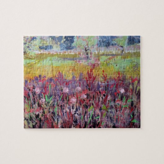 Melkdistelweide Schilderij / Kunstenaar Larry Lere Legpuzzel (Horizontaal)
