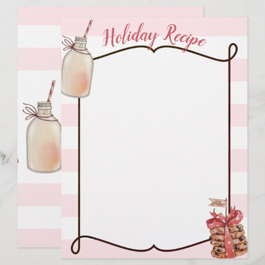 Melkfles en kerstkoekrecept briefpapier (Voorkant / Achterkant)