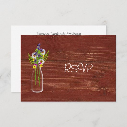 Melkfles met wilde bloemen RSVP voor receptie Kaart (Voorkant / Achterkant)