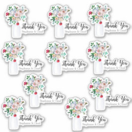 melkfles vaas bruiloft dank u set sticker