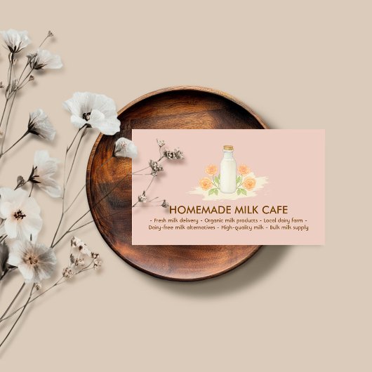 Melkfles Waterverf Bloemroze blos Visitekaartje