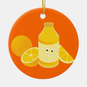 Melkflesje van oranje sap met sinaasappel keramisch ornament