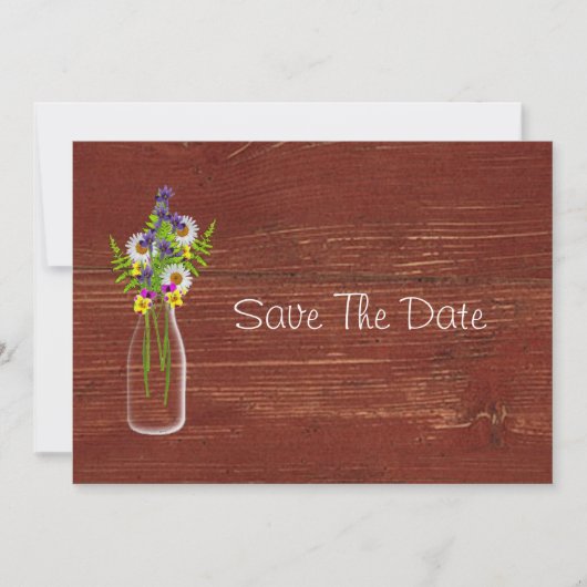 Melkflesje van wilde bloemen, behalve de datum save the date (Voorkant)