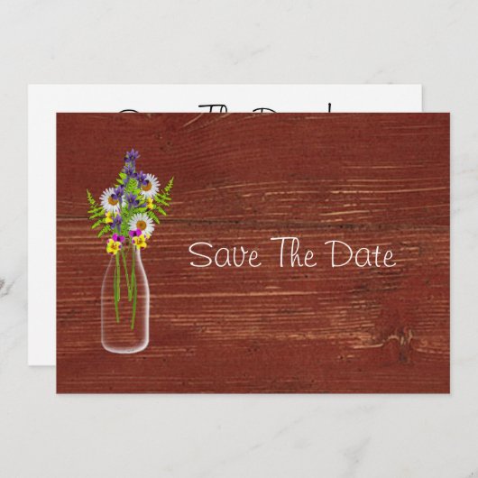Melkflesje van wilde bloemen, behalve de datum save the date (Voorkant / Achterkant)