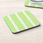 Melkgroen en beige vijf strepen patroon bier onderzetter (Linkerzijde)