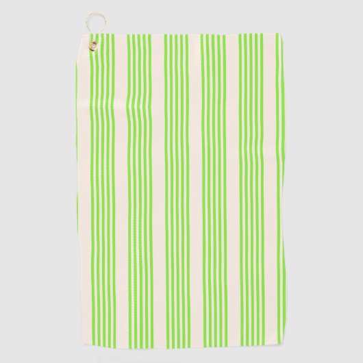 Melkgroen en beige vijf strepen patroon golfhanddoek (Voorkant)