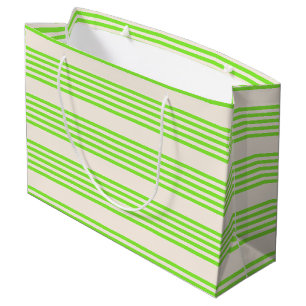 Melkgroen en beige vijf strepen patroon groot cadeauzakje