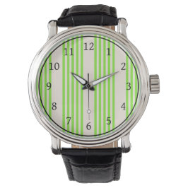 Melkgroen en beige vijf strepen patroon horloge