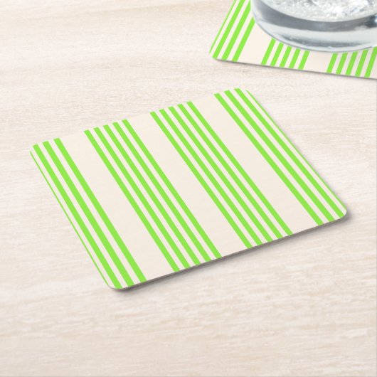 Melkgroen en beige vijf strepen patroon kartonnen onderzetters (Schuin)