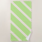 Melkgroen en beige vijf strepen patroon strandlaken (Voorkant)