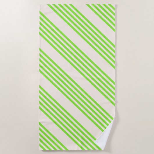 Melkgroen en beige vijf strepen patroon strandlaken (Voorkant)