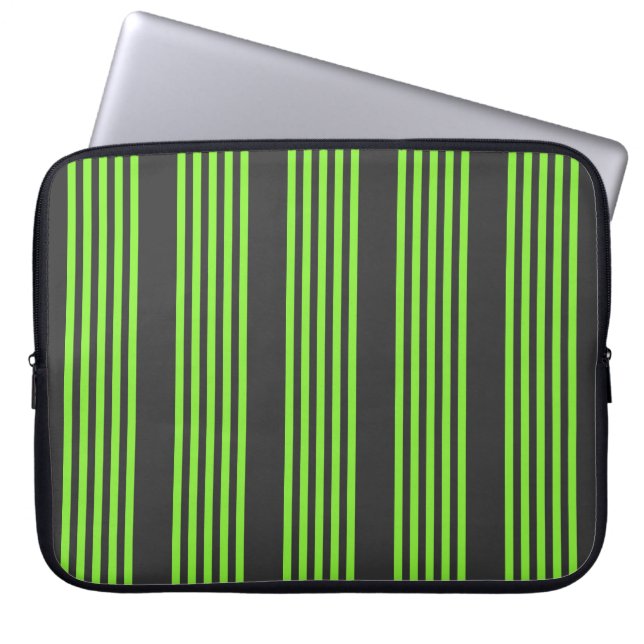 Melkgroen en houtskool met vijf strepen laptop sleeve (Voorkant)