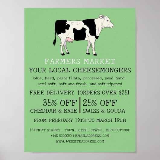 Melkhoudende Koe, Cheesemonger Adverteren Poster (Voorkant)