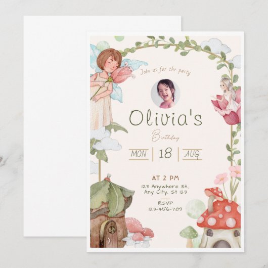 Melkjarige verjaardagsuitnodiging kaart (Voorkant / Achterkant)