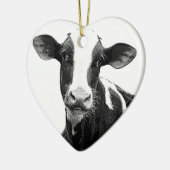 Melkkoe - Zwarte en witte zuivelkalf Keramisch Ornament (Links)