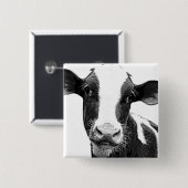 Melkkoe - Zwarte en witte zuivelkalf Vierkante Button 5,1 Cm (Voorkant /achterkant)