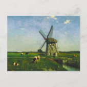 Melkkoeien grazen door een windmolen briefkaart (Voorkant)