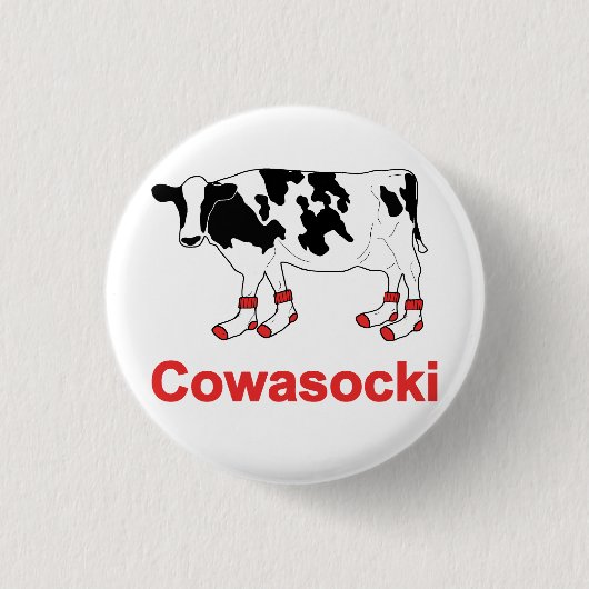 Melkkoeien in sokjes - Cowasocki Cow A Socky Ronde Button 3,2 Cm (Voorkant)