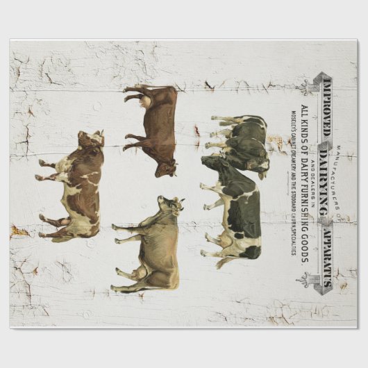 Melkkoeien stijl oude roestkoeien, volledige groo cadeaupapier (Vlak)