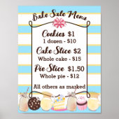 Melkkoekjes cake cupcake bakverkoop prijsmenu poster (Voorkant)