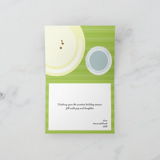 Melkkoekjes en zoete groene strepen feestdagen kaart (Binnen)