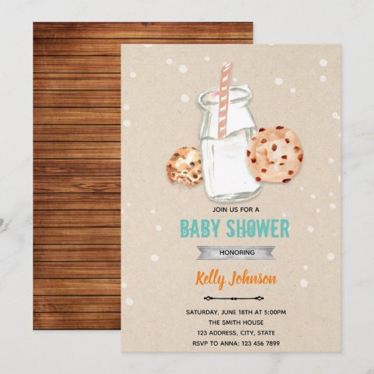 Melkkoekjes, verjaardagsuitnodiging kaart (Voorkant / Achterkant)