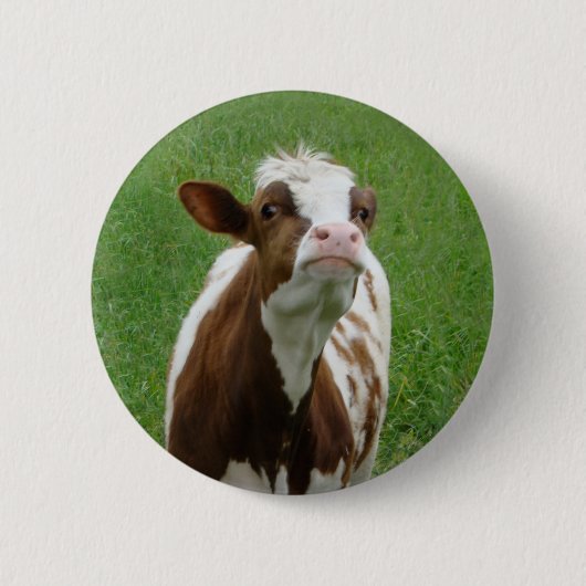 Melkmelk Koe op het Boerderij Ronde Button 5,7 Cm (Voorkant)