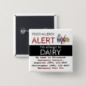 Melkpoeder en wasgoed waarschuwingslabel vierkante button 5,1 cm (Voorkant /achterkant)