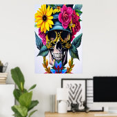 Melkschedel, gouden bril, pet | AI Art. Poster (Thuiskantoor)