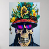 Melkschedel met een pet en bloem | AI Art. Poster (Voorkant)