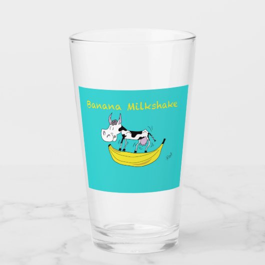 Melkschudglas- koeien- bananen glas (Voorkant)