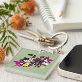Melkslang Exotische Bloem Groen Sleutelhanger (Voorkant Rechts)