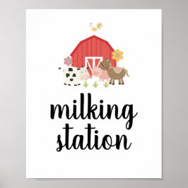 Melkstation boerderij Birthday Party Poster