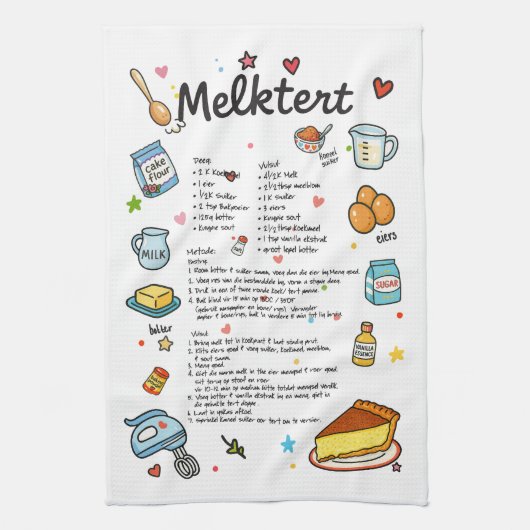 Melktaart recept handdoek Afrikaans (Verticaal)