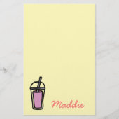 Melkthee Bubble Tea teen meisje roze Briefpapier (Voorkant)