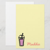 Melkthee Bubble Tea teen meisje roze Briefpapier (Voorkant / Achterkant)