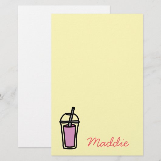 Melkthee Bubble Tea teen meisje roze Briefpapier (Voorkant / Achterkant)