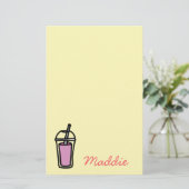 Melkthee Bubble Tea teen meisje roze Briefpapier (Staand voorkant)