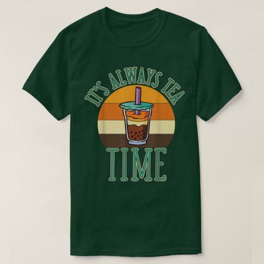 Melktheetijd zwarte tapioca drink bubble tea café t-shirt (Design voorkant)