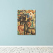melktijd op het Boerderij Canvas Afdruk (Insitu (Houten vloer))